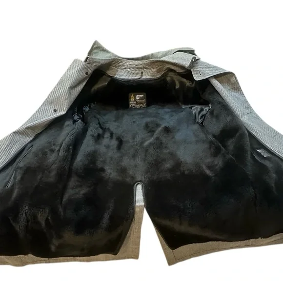 VTG London Fog Maincoat Houndstooth Trench Liner Knee Length USA Size 38R Medium - Picture 8 of 17